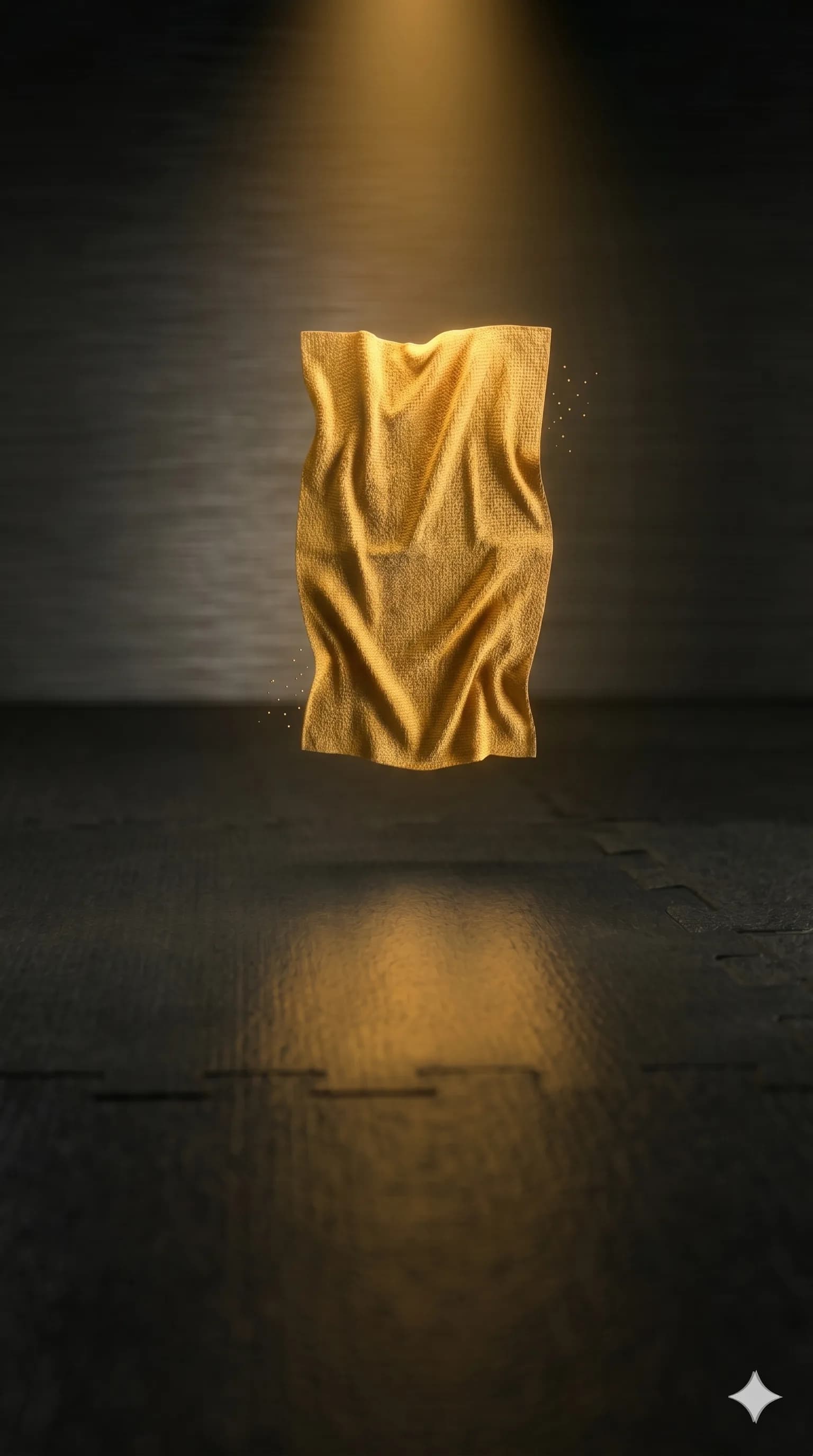 Gorilla Gold grip-enhancing towel floating with dramatic gold lighting